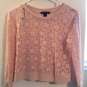 Pink lace crop shirt from forever 21